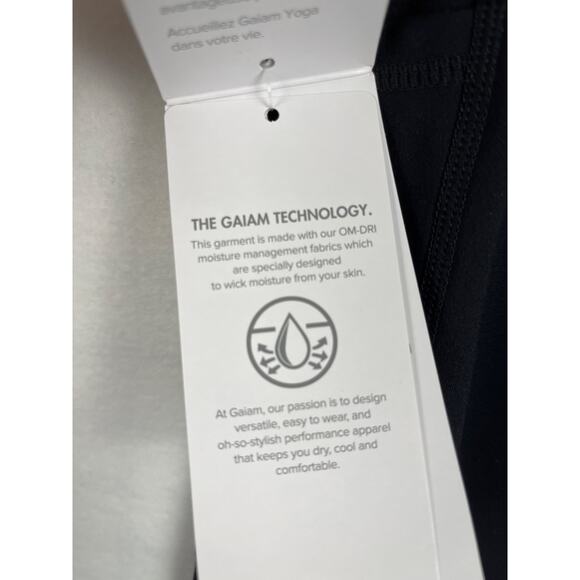 Gaiam Black Leggings Large Yoga Om Hi-Rise 7/8 Moisture Wicking Pockets - Picture 4 of 8